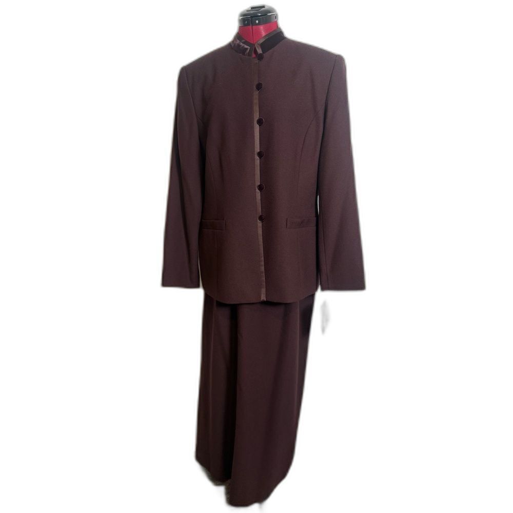 NWT Lord & Taylor Skirt Suit Size 16 Brown 2-Piece Set Blazer & Skirt 100% Wool
